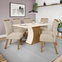 Ver imagem 1 de Conjunto Sala de Jantar Mesa 160cm Tampo MDF Canto Reto com 6 Cadeiras Angel Espresso Móveis Bege/Nature/Off White/Linho