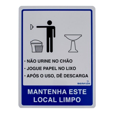 Placa de Sinalização 15x20 cm Informativa Azul para Banheiro Bemfixa