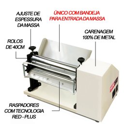 Cilindro Laminador Elétrico Standart Bivolt 400x57mm 1/3cv 50/60 HZ com Cortador Talharim R-CORT Sar Branco - 3