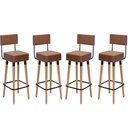Ver imagem 1 de Kit 4 Banquetas Banco Alto Barcelona Couro Café Bar Cozinha Pés Madeira Mz Decor