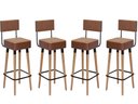 Ver imagem 1 de Kit 4 Banquetas Banco Alto Barcelona Couro Café Bar Cozinha Pés Madeira Mz Decor