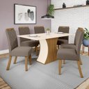 Ver imagem 1 de Conjunto Sala de Jantar Mesa 160cm Tampo MDF Canto Reto com 6 Cadeiras Angel Espresso Móveis Marrom/Nature/Off White/Amêndoa