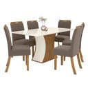 Ver imagem 4 de Conjunto Sala de Jantar Mesa 160cm Tampo MDF Canto Reto com 6 Cadeiras Angel Espresso Móveis Marrom/Nature/Off White/Amêndoa