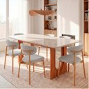 Ver imagem 1 de Conjunto de Jantar Mesa Tali 180cm e 6 Cadeiras Ema CabeCasa MadeiraOriginals Off White/Prata