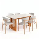 Ver imagem 3 de Conjunto de Jantar Mesa Tali 180cm e 6 Cadeiras Ema CabeCasa MadeiraOriginals Off White/Prata
