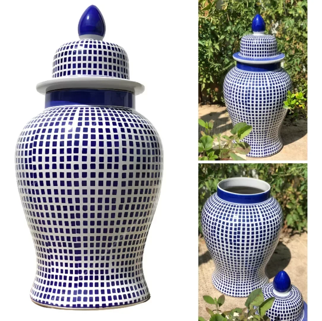 Vaso Grande Decorativo Porcelana Azul E Branca 65cm Altura - 7