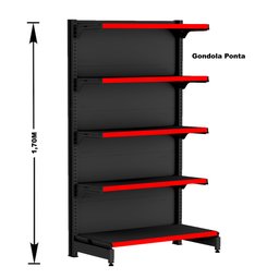 Gondola Ponta 170 Fit Preto 5 Bandeja Pe Vermelho - 2