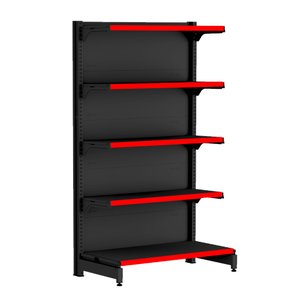 Gondola Ponta 170 Fit Preto 5 Bandeja Pe Vermelho