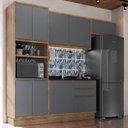 Ver imagem 1 de Cozinha Modulada 4 Peças 8 Portas 3 Gavetas com Divisor de Talheres 1 Nicho para Forno Viena Cinza