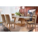 Ver imagem 1 de Conjunto: Mesa Sala Jantar Alvorada Tampo Madeirado C/ Vidro Canto Reto 180x90cm e 6 Cadeiras