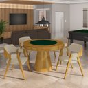 Ver mais imagens de Kit 3 Cadeiras Sala de Jantar e Jogos Carteados Madeira Maciça Poker Linho Offwhite/mel G42 - Gran B