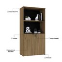 Ver imagem 3 de Armário Alto Estante com 02 Portas 161,5x80x42cm Wlae80 Vermont Oak - Preto