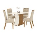 Ver imagem 2 de Conjunto Sala de Jantar Mesa 120cm Tampo MDF Canto Reto com 4 Cadeiras Angel Espresso Móveis Bege/Nature/Off White/Linho