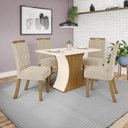 Ver imagem 1 de Conjunto Sala de Jantar Mesa 120cm Tampo MDF Canto Reto com 4 Cadeiras Angel Espresso Móveis Bege/Nature/Off White/Linho