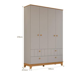 Quarto Infantil Completo Retro Biscoito Guarda Roupa, Comoda e Berço Fendi/nature - Permobili - 4