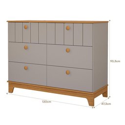 Quarto Infantil Completo Retro Biscoito Guarda Roupa, Comoda e Berço Fendi/nature - Permobili - 5