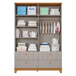 Quarto Infantil Completo Retro Biscoito Guarda Roupa, Comoda e Berço Fendi/nature - Permobili - 3