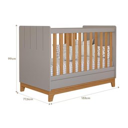 Quarto Infantil Completo Retro Biscoito Guarda Roupa, Comoda e Berço Fendi/nature - Permobili - 6