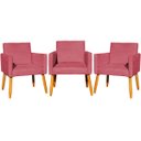 Ver imagem 1 de Kit 3 Poltronas Decorativa para Sala Recepção Consultório Escritório Nina Tecido Suede