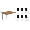 Ver imagem 1 de Conjunto: Mesa Sala Jantar Iguaçu C/ Tampo de Madeira 1.60cm + 6 Cadeiras Amsterdã Cromada -