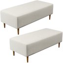 Ver imagem 1 de Kit 02 Puffs Decorativo Sala de Estar Bali W01 Pés Palito 120x50 cm Linho Champagne - Lyam Decor