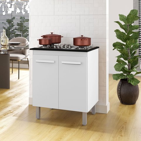 Balcão Gabinete para Cooktop 4 Bocas Branco