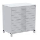 Ver imagem 1 de Mapoteca 10 Gavetas Pandin 120 Cm (larg) Inmetro Tampo Mdp Branco Estrutura Aço Cinza Gavetas Cinza