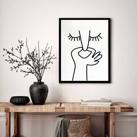 Quadro Decorativo Banheiro Minimalista - 70x50cm:moldura Preta