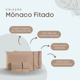 Jogo de Cama Lençol Mônaco Fitado com Fronhas Casal 04 Peças - Tecido Listrado Percal 300 Fios Aceti - 4