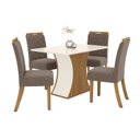 Ver imagem 2 de Conjunto Sala de Jantar Mesa 120cm Tampo MDF Canto Reto com 4 Cadeiras Angel Espresso Móveis Marrom/Nature/Off White/Amêndoa
