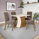 Ver imagem 1 de Conjunto Sala de Jantar Mesa 120cm Tampo MDF Canto Reto com 4 Cadeiras Angel Espresso Móveis Marrom/Nature/Off White/Amêndoa