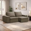 Ver imagem 3 de Sofá 3 Lugares Retrátil Reclinável para Sala 205cm Malfati F04 Veludo Amêndoa - Lyam Decor