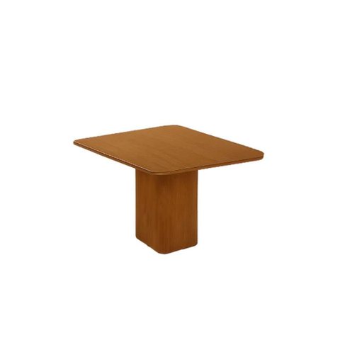 Mesa de Sala Jantar Maldivas C/ Tampo Madeirado C/ Canto Curvo 90x90cm Flex Naturale/off White ou