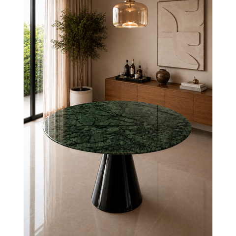 Mesa de Jantar Cone Preto - Redonda 90cm - Verde Guatemala