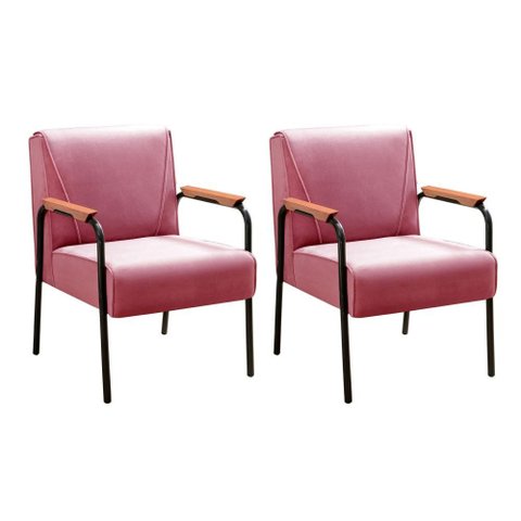 Kit 2 Poltronas Jade Cor:Suede Rosa 280