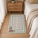 Ver imagem 1 de Tapete de Crochê Branco com Flor Artesanal 57x75 Quarto Cozinha
