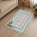Ver imagem 4 de Tapete de Crochê Branco com Flor Artesanal 57x75 Quarto Cozinha