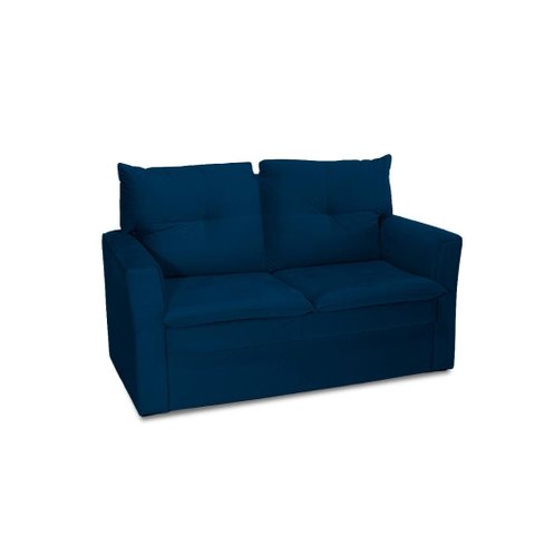 Sofá Pequeno 02 Lugares 150cm Mobi Suede Azul Herrero