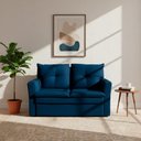 Ver imagem 2 de Sofá Pequeno 02 Lugares 150cm Mobi Suede Azul Herrero