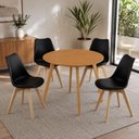 Ver imagem 1 de Mesa Compacta Tampo em MDF Tx 90cm & Cadeiras Leda Almofadas Ergônomicas