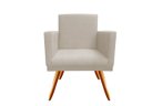 Ver imagem 2 de Poltrona Decorativa Bia Suede Bege Pés Madeira Mz Decor