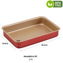 Ver imagem 2 de Jogo de Assadeiras Forma Alta Retangular 03 Peças Antiaderentes + Pincel de Silicone Vermelho