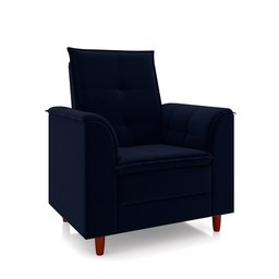 Poltrona de Amamentação Quarto Infantil com Puff Kate Pés Palito Suede Azul Marinho + Binde Amofada  - 5