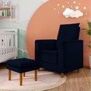 Ver imagem 2 de Poltrona de Amamentação Quarto Infantil com Puff Kate Pés Palito Suede Azul Marinho + Binde Amofada