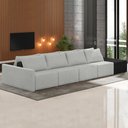 Ver imagem 2 de Sofá Ilha Modular Living com Puff 392cm Georgia K04 Linho Cinza/preto - Mpozenato