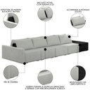 Ver imagem 3 de Sofá Ilha Modular Living com Puff 392cm Georgia K04 Linho Cinza/preto - Mpozenato