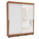 Ver imagem 2 de Roupeiro Porto 2 Portas de Correr com Espelho 177x213cm Freijó/Branco 240849