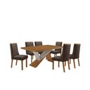 Ver imagem 2 de Mesa de Jantar Yasmin 180cm Tampo MDF Laminado Canto Copo com 6 Cadeiras Carolina