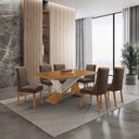 Ver imagem 1 de Mesa de Jantar Yasmin 180cm Tampo MDF Laminado Canto Copo com 6 Cadeiras Carolina