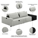 Ver imagem 3 de Sofá Ilha Modular Living com Puff 252cm Georgia K04 Linho Cinza/preto - Mpozenato